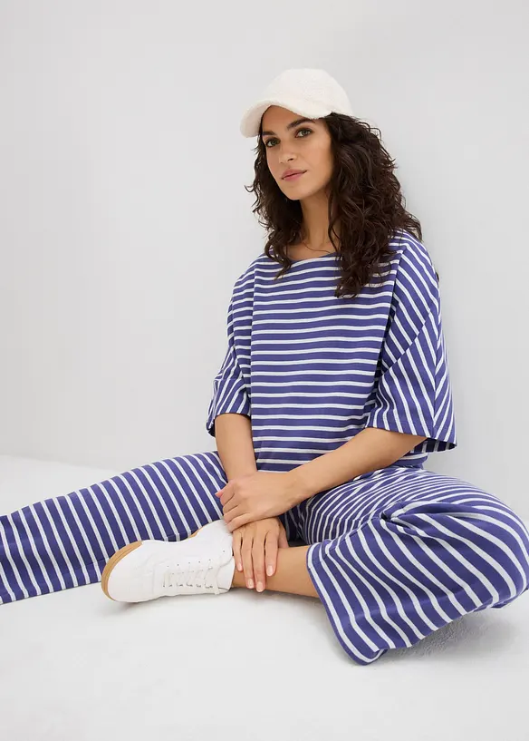 Jersey broek van gestructureerd katoen, bonprix