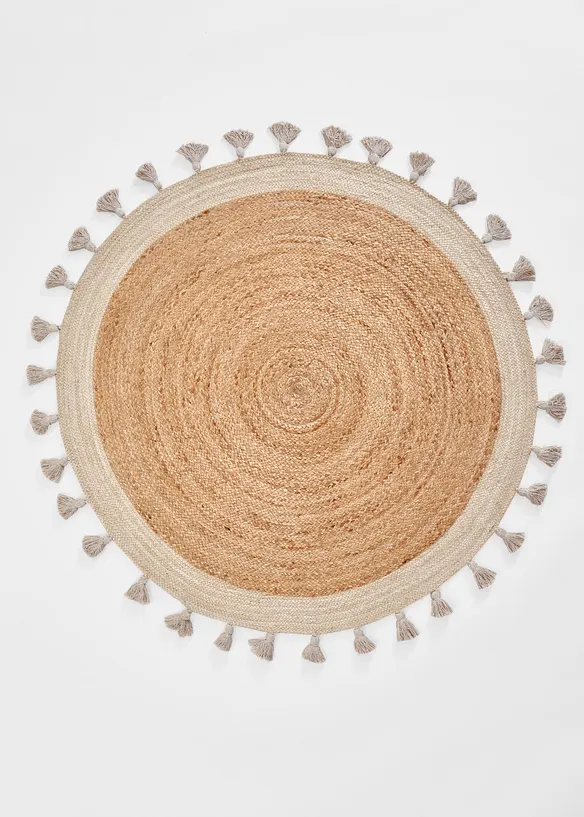 Rond vloerkleed met franjes, bonprix