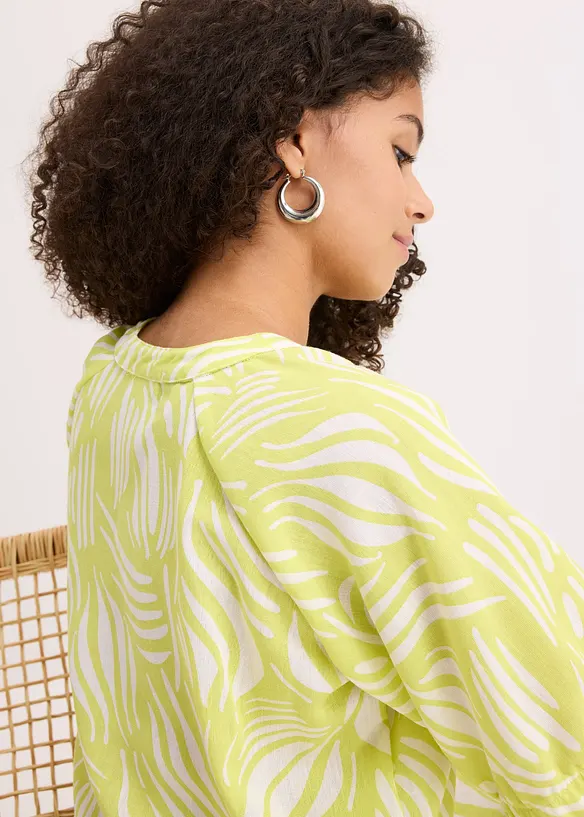 Blouse met korte mouwen in linnenlook, bonprix