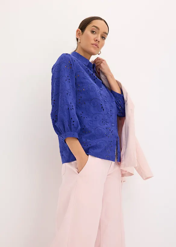 Blouse met broderie anglaise, bonprix
