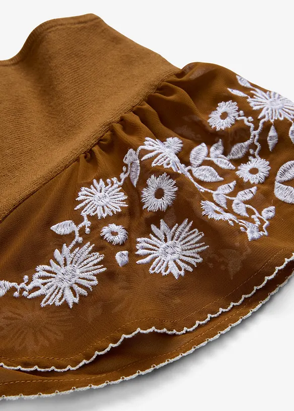 Gebreide top met zijde en mouwen van chiffon, bonprix