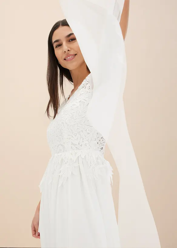 Trouwjurk van chiffon met kant, bonprix