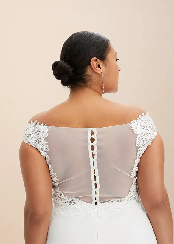 Trouwjurk met carmenhals en kant, bonprix