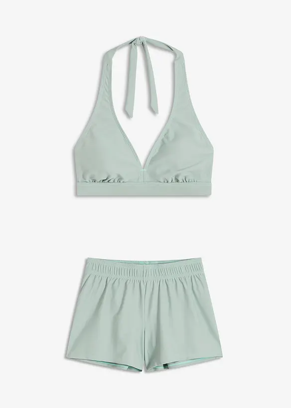 Bikini en zwemshort met gerecycled polyamide (3-dlg. set), bonprix