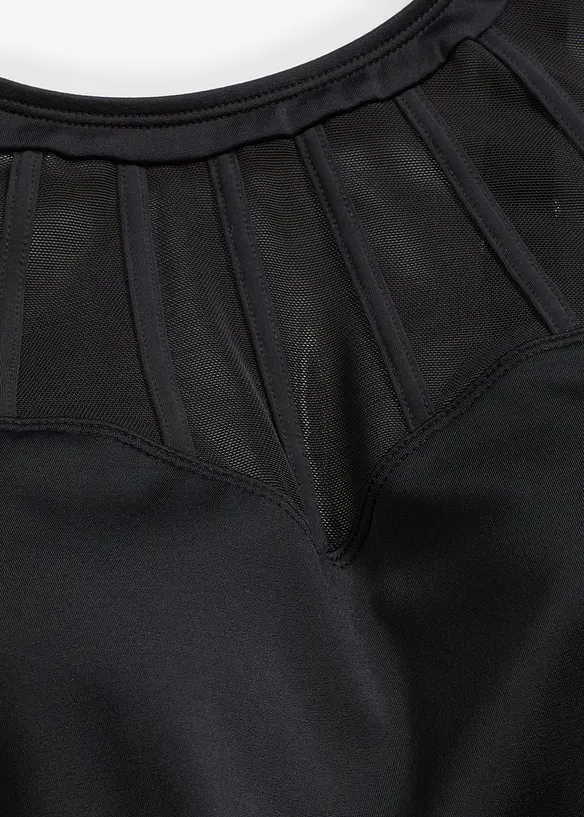 Badpakjurk met transparante mesh, medium corrigerend, bonprix