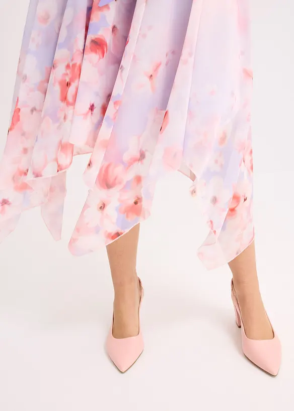 Chiffon jurk met een puntvormige zoom en striklint, bonprix