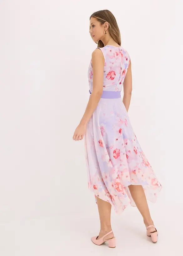 Chiffon jurk met een puntvormige zoom en striklint, bonprix