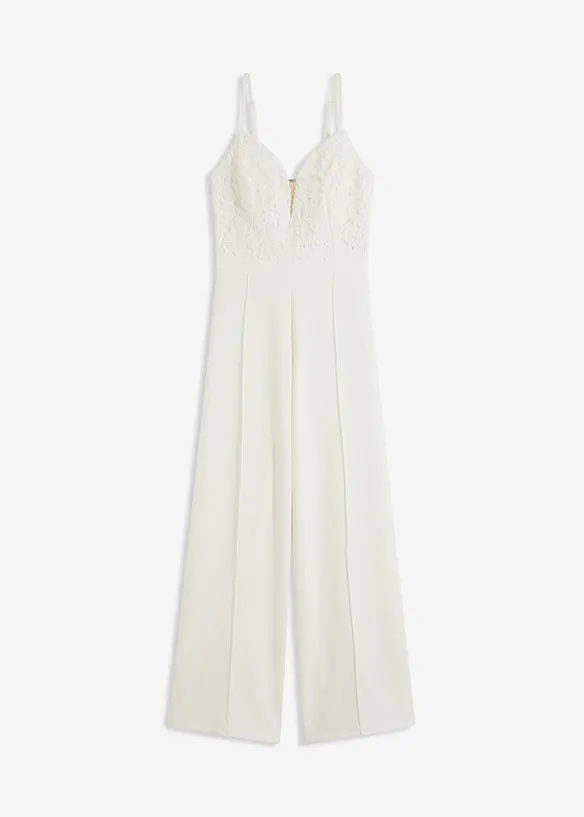 Jumpsuit met kant en spaghettibandjes, bonprix