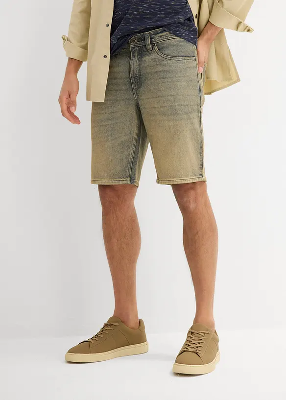 Dirty washed jeans bermuda, regular fit, bonprix
