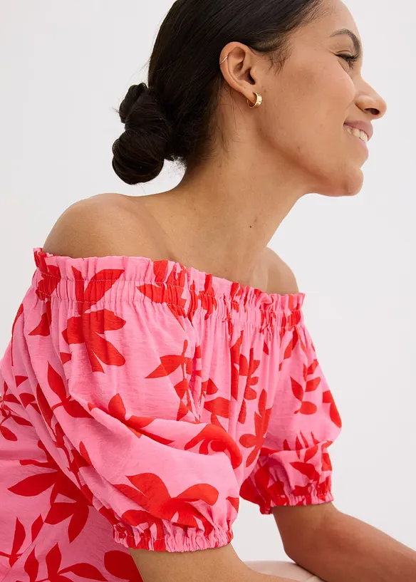 Gedessineerde Carmen blouse van een fijne viscosemix, bonprix