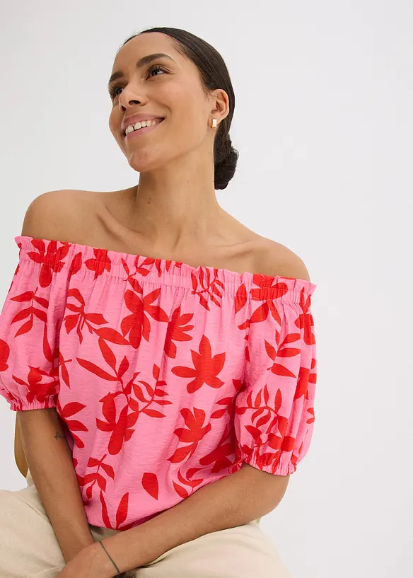 Gedessineerde Carmen blouse van een fijne viscosemix, bonprix