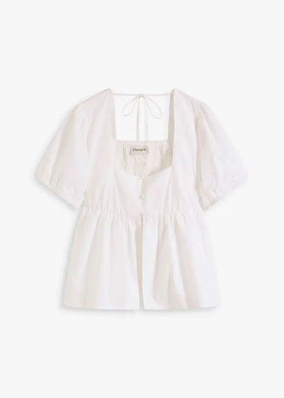 Blouse met pofmouwen en knopen, bonprix