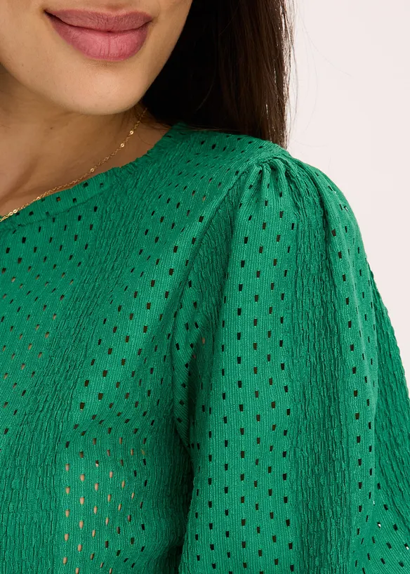 Shirt met broderie anglaise en volants, bonprix