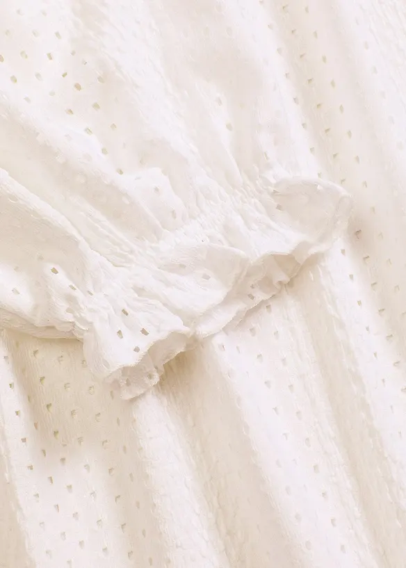 Shirt met broderie anglaise en volants, bonprix