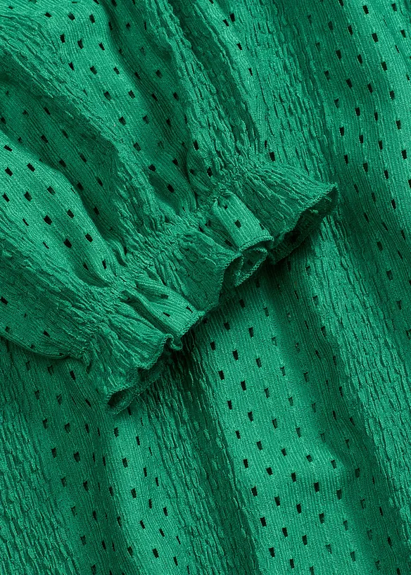 Shirt met broderie anglaise en volants, bonprix