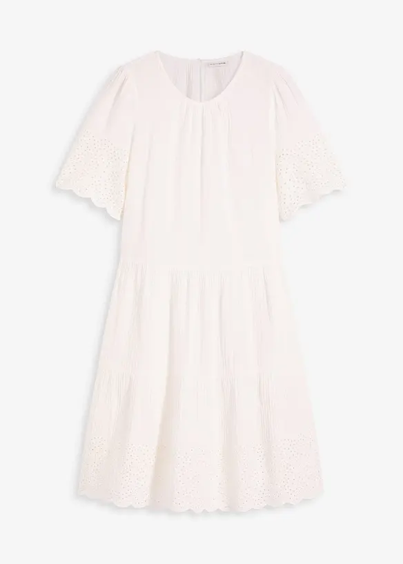 Mousseline jurk met broderie anglaise, bonprix