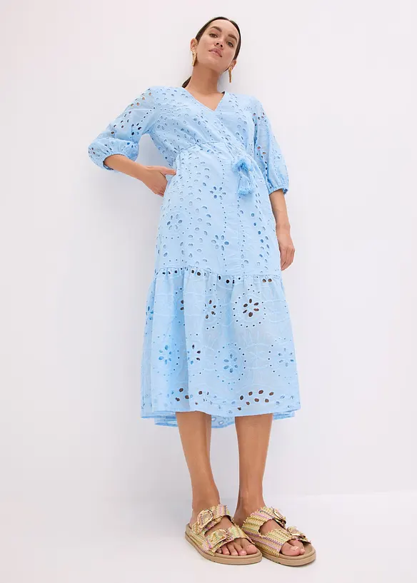 Midi jurk met broderie anglaise, bonprix
