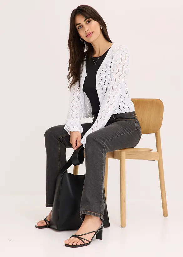 Kort vest in gehaakte look, bonprix