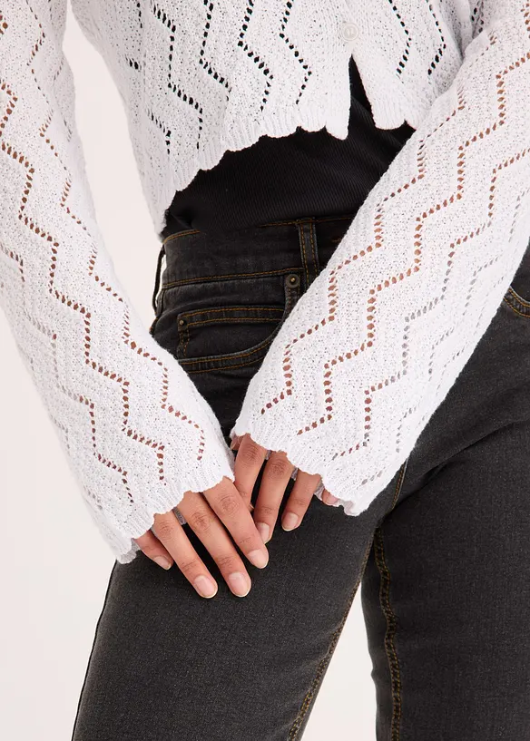 Kort vest in gehaakte look, bonprix