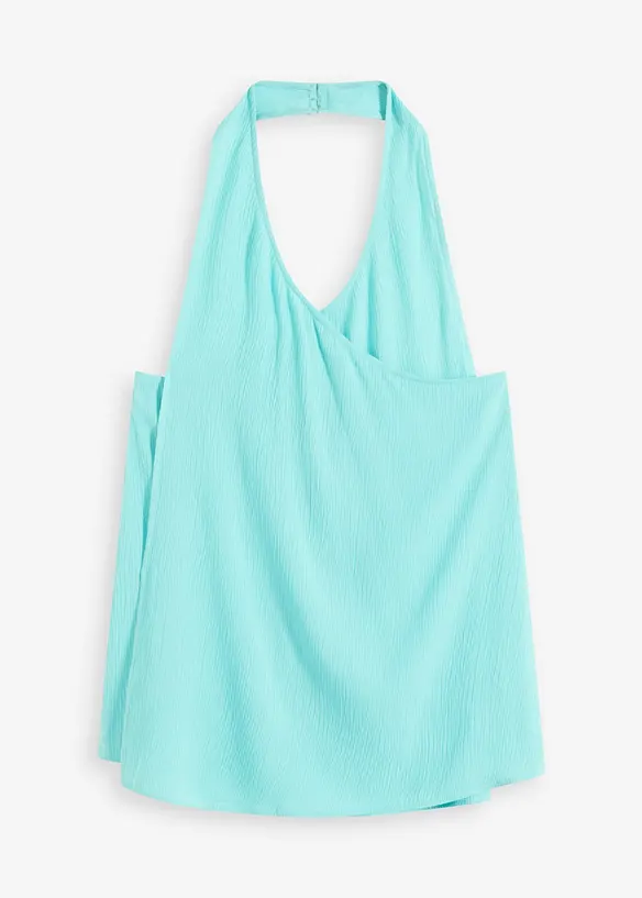 Blousetop met halternek van gestructureerde viscose, bonprix