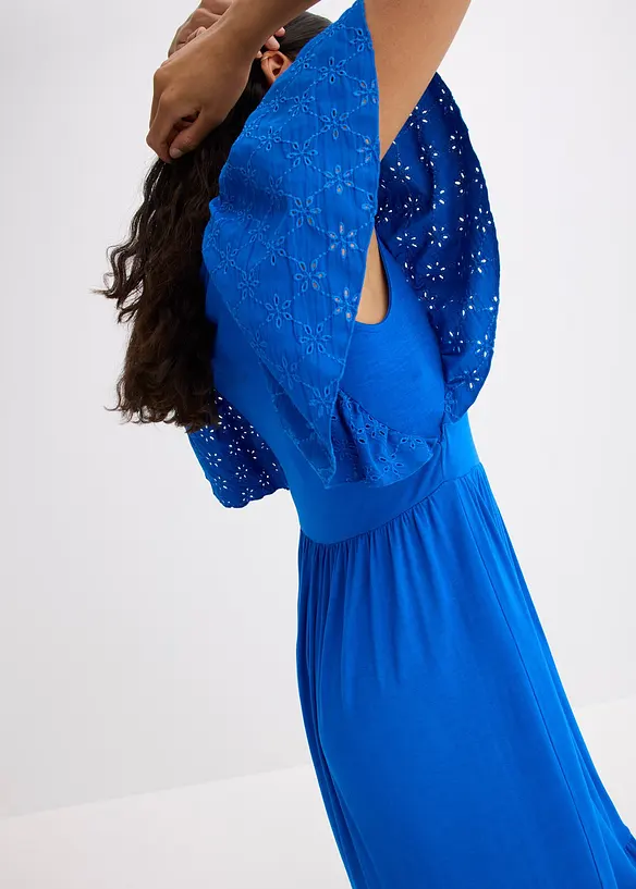 Jersey jurk met broderie anglaise van een zachte viscosemix, bonprix