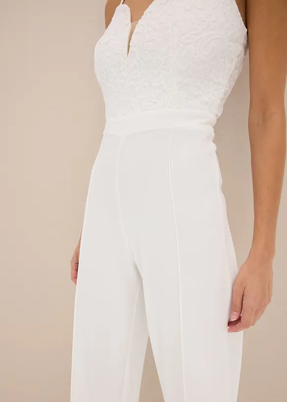 Jumpsuit met kant en spaghettibandjes, bonprix