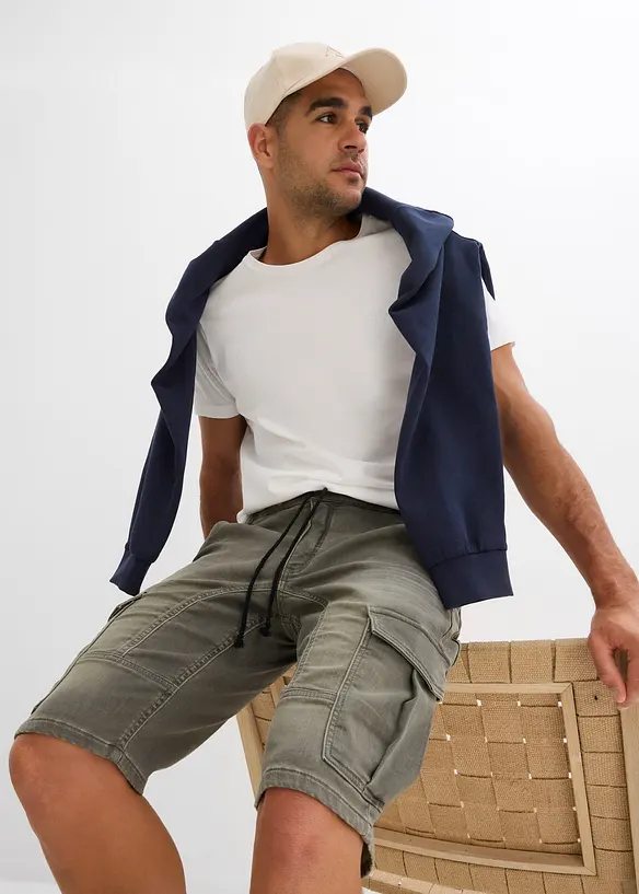 Regular fit sweat jeans bermuda, bonprix