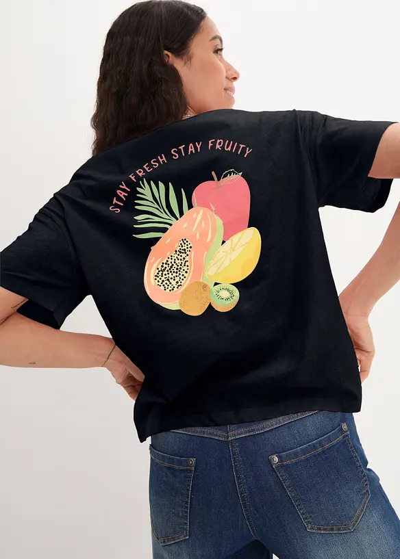 Oversized shirt met print achter, bonprix