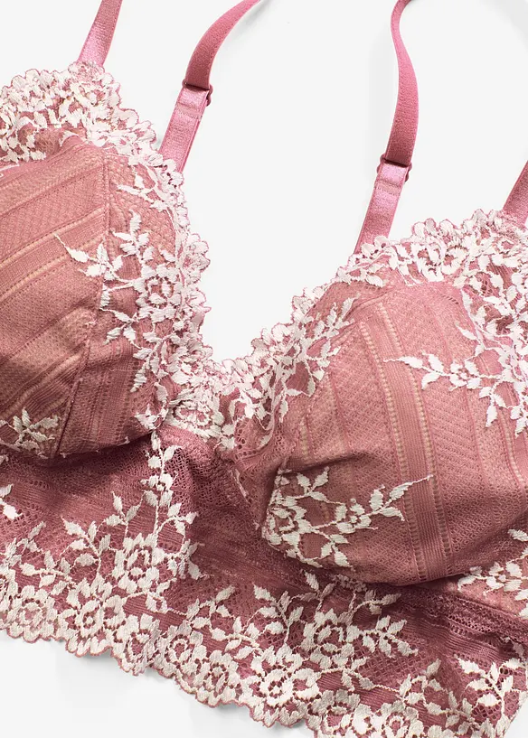 Bralette met tweekleurig kant, bonprix