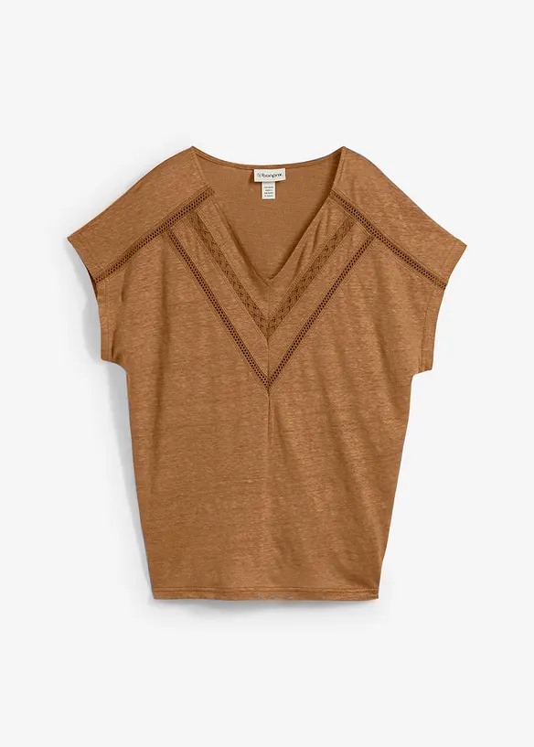 T-shirt van linnen met kant, bonprix