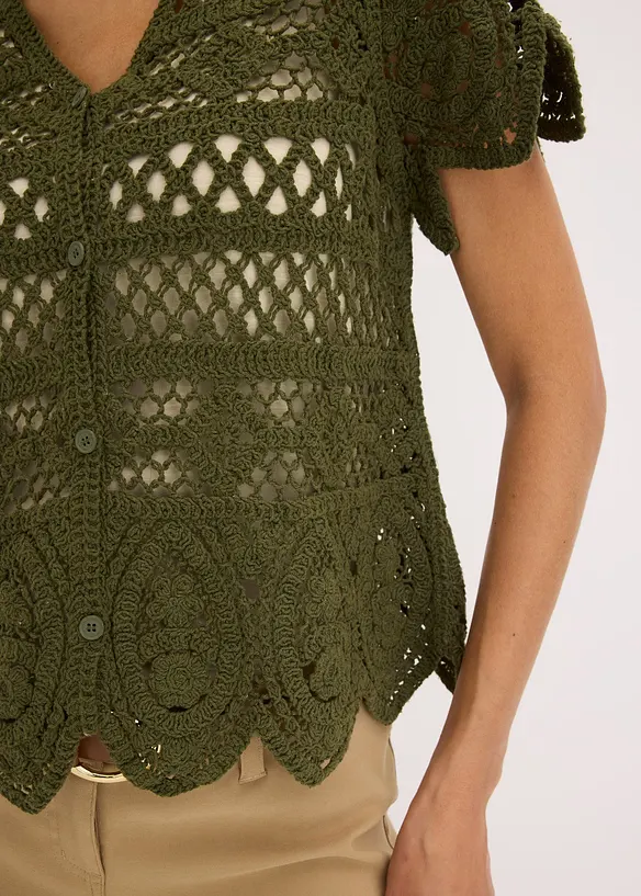 Cropped crochet vest, bonprix