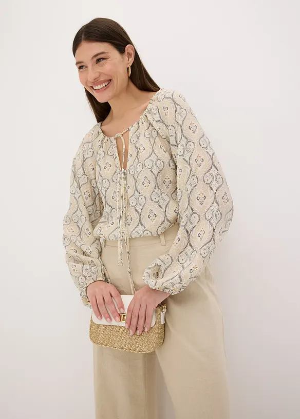 Gedessineerde tuniekblouse van een fijne viscosemix, bonprix