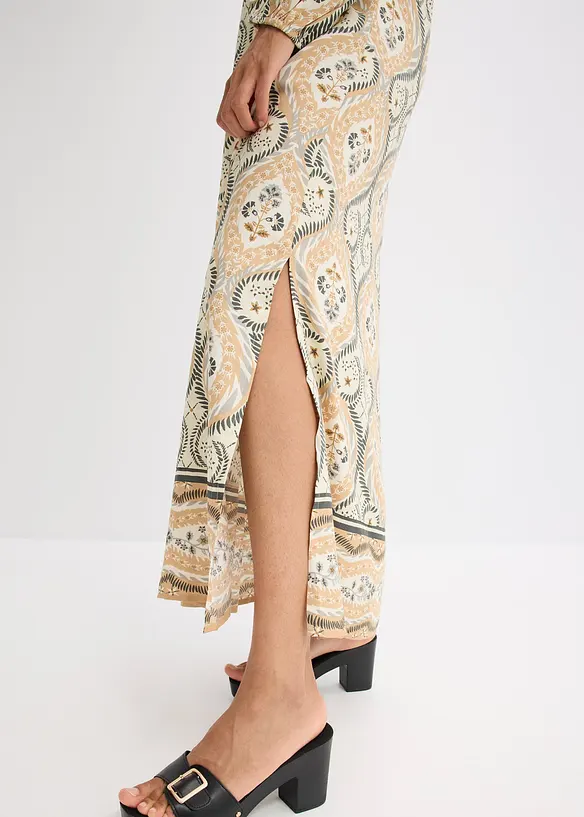 Gedessineerde kaftan jurk van vloeiende viscose, bonprix