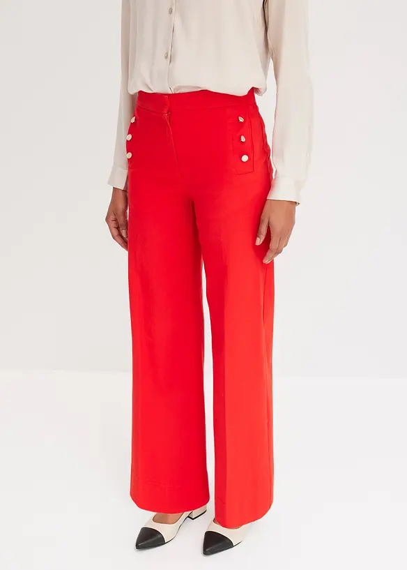 Twill broek met docoratieve knopen, bonprix