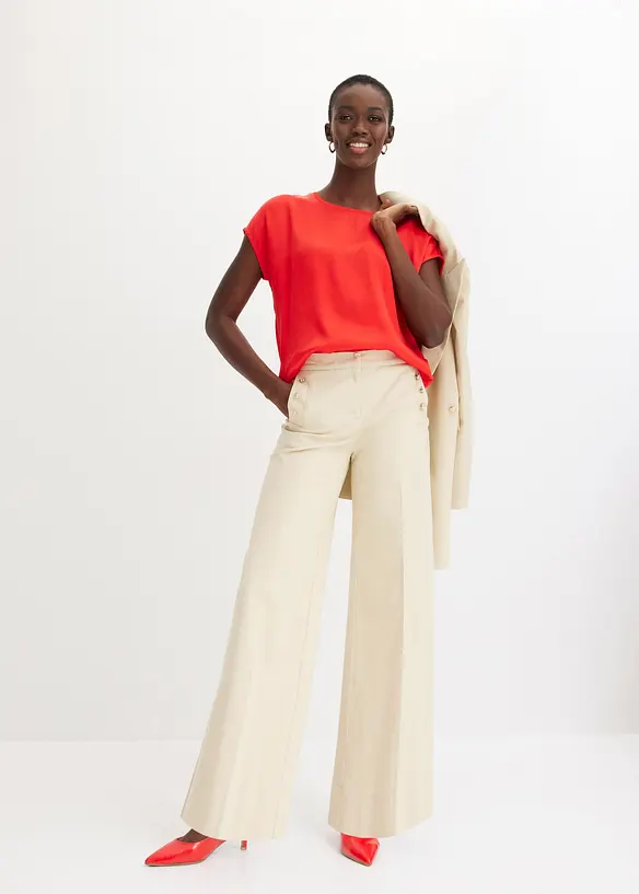 Twill broek met docoratieve knopen, bonprix