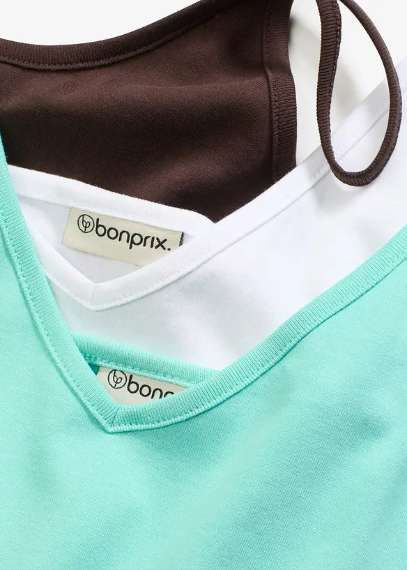 Spaghetti top van biologisch katoen (set van 3), bonprix