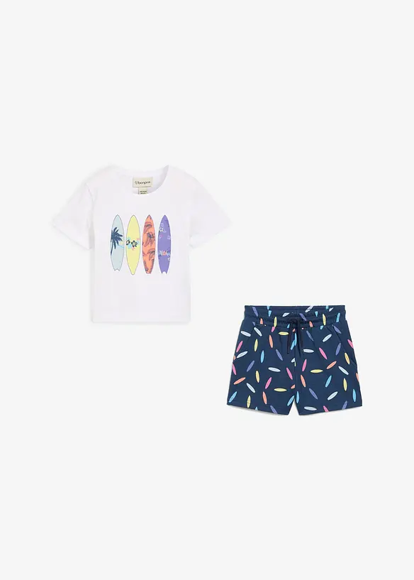 T-shirt en korte broek (2-dlg. set) van katoen, bonprix