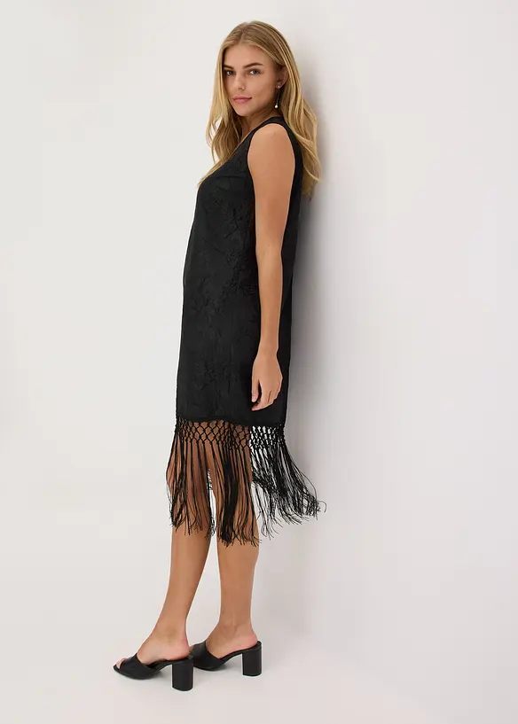 Mini jurk met franjes, bonprix