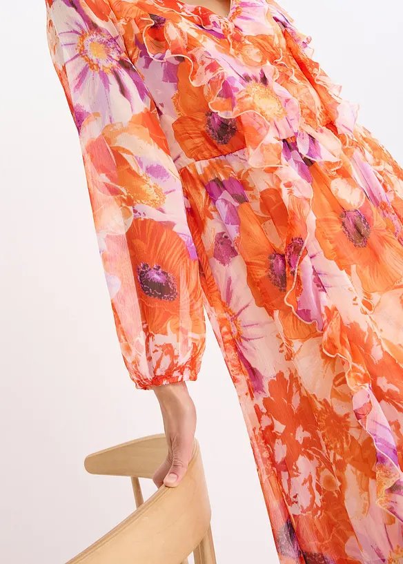 Chiffon jurk met volants, bonprix