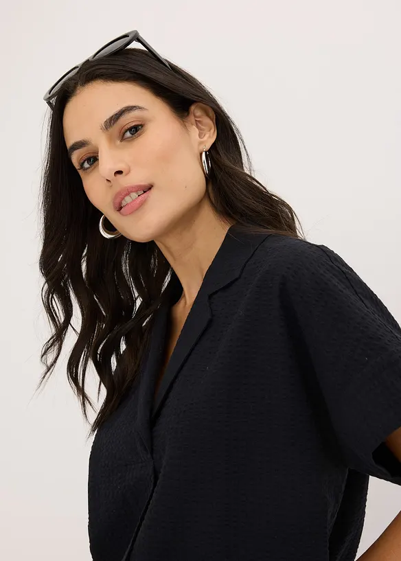 Wijde jurk van katoen met elegante plooi, bonprix