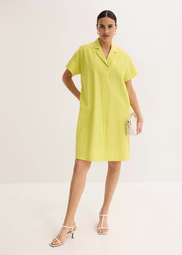 Wijde jurk van katoen met elegante plooi, bonprix