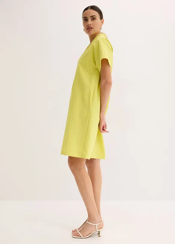 Wijde jurk van katoen met elegante plooi, bonprix