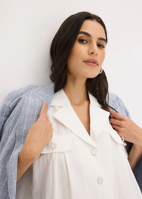 Korte popeline blouse van katoen met korte mouwen, bonprix