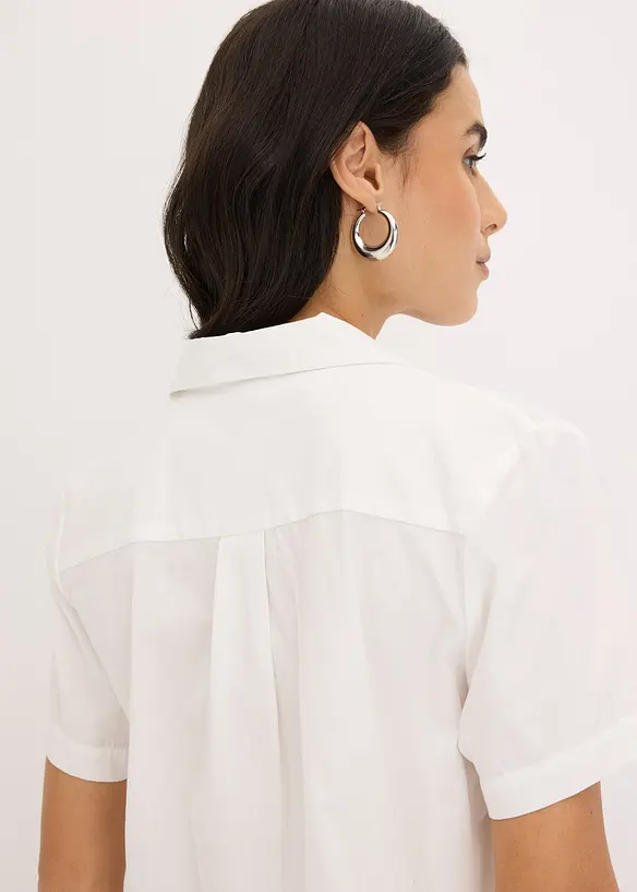 Korte popeline blouse van katoen met korte mouwen, bonprix