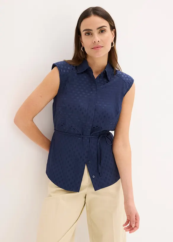 Satijnen blouse met striklint, bonprix