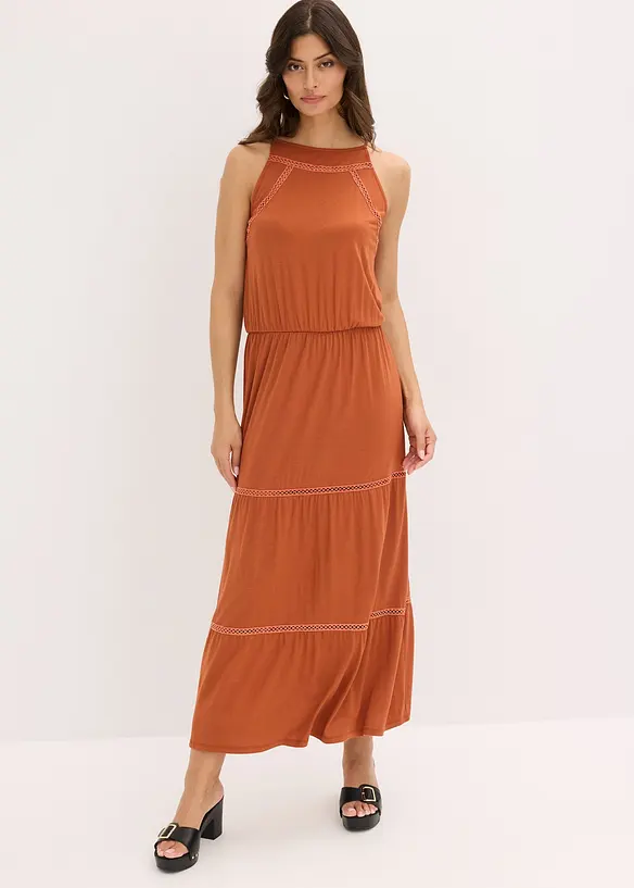 Maxi jurk met gehaakte inzetstukken, bonprix