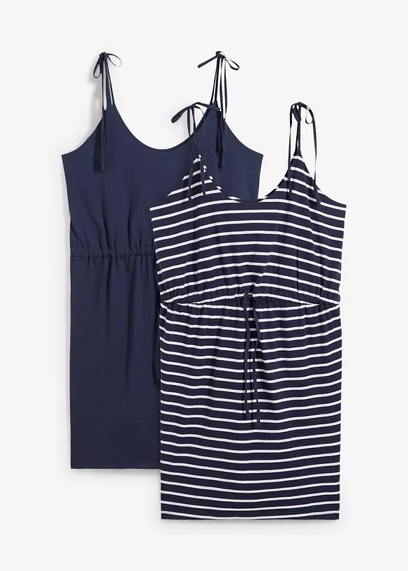 Jersey jurk van katoen (set van 2), bonprix