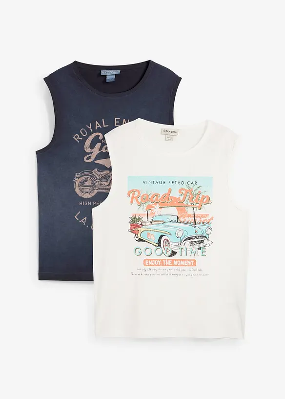 Muscle shirt in gewassen look (set van 2), bonprix