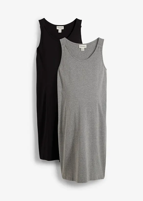 Zwangerschapsjurk/voedingsjurk van katoen-jersey (set van 2), bonprix
