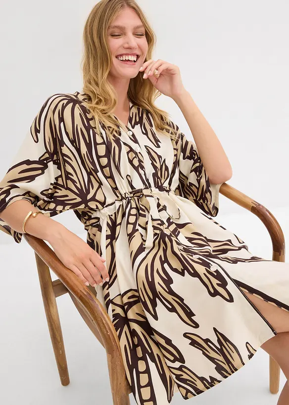 Mini jurk van soepele viscose met kimonomouwen, bonprix